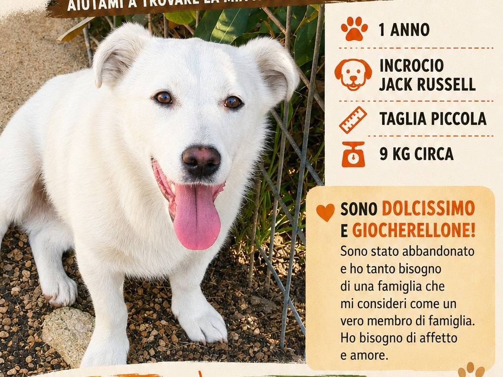Adozione cane, maschio, Jack Russell Terrier Razza sconosciuta, 1 anno e 1 mese, taglia piccola, Latina
